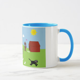 Cute Cartoon Animals & Boy Riding Bike Ringer Mug