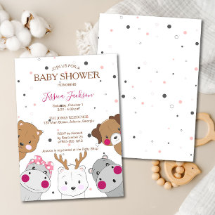 Cute Cartoon Animals Gender Neutral Baby Shower Invitation