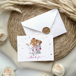 Cute Cartoon Animals Gender Neutral Baby Shower Thank You Card