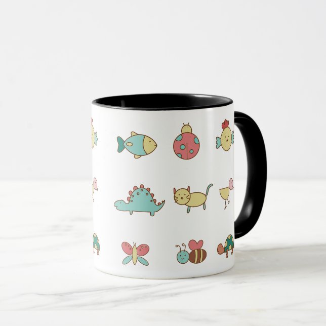 Cute Cartoon Animals Pattern Mug (Front Right)