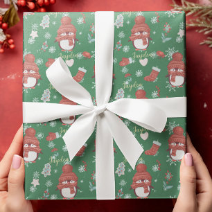 Cute Cartoon Animals Penguin Custom Wrapping Paper