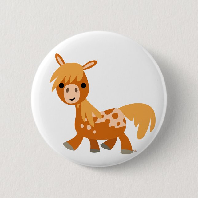 Cute Cartoon Appaloosa Pony Button Badge (Front)