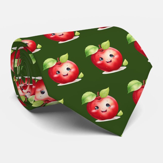 Cute cartoon apple tiled pattern tie (Rolled)