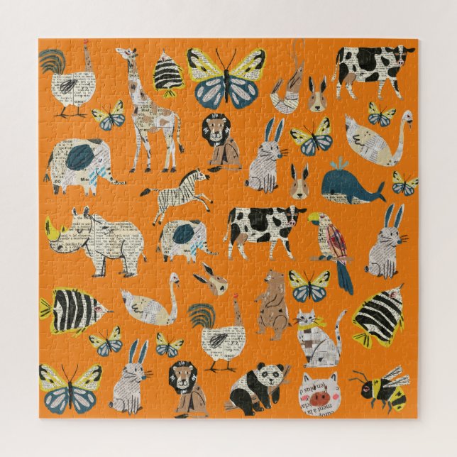 Cute cartoon art work Newspaper Animals Jigsaw Puzzle (Vertical)