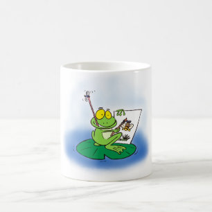 Cute cartoon artist frog. coffee mug