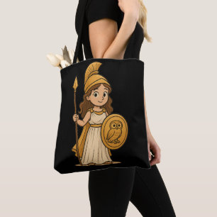 Cute Cartoon Athena – Greek Goddess Mythology Tote Bag