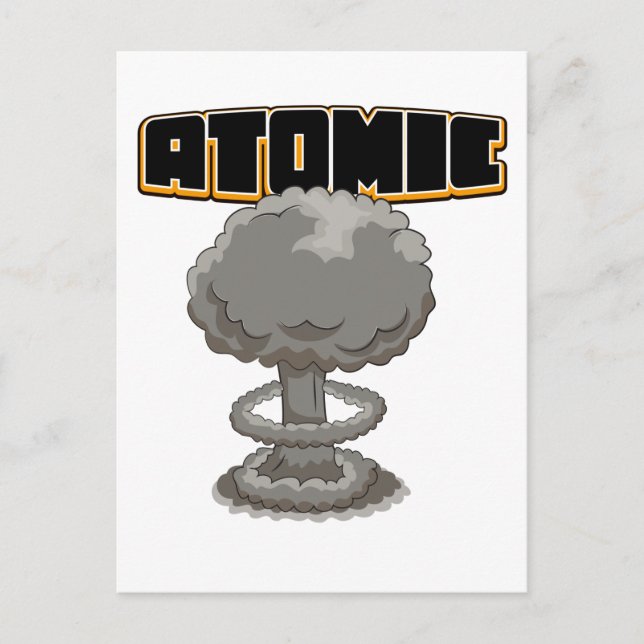 Cute cartoon atomic mushroom cloud postcard (Front)