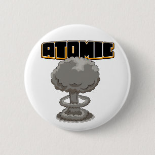 Cute cartoon atomic mushroom cloud postcard 6 cm round badge