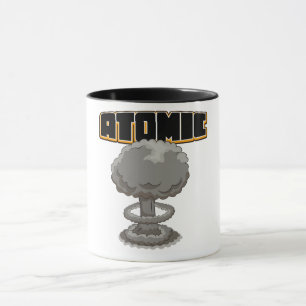 Cute cartoon atomic mushroom cloud postcard mug