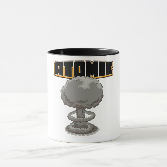 Cute cartoon atomic mushroom cloud postcard mug (Center)