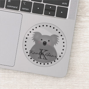 Cute Cartoon Australia Koala Bear Monogram Round