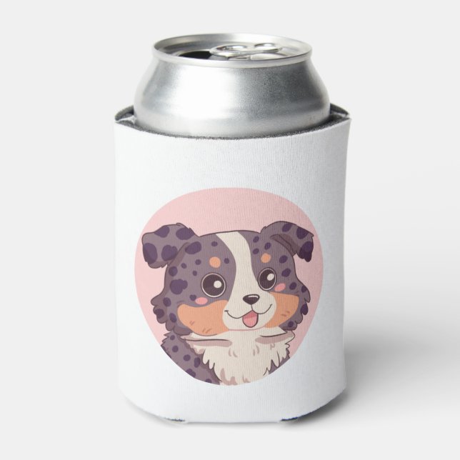 Cute cartoon australian shepherd dog kawaii illust can cooler (Can Front)