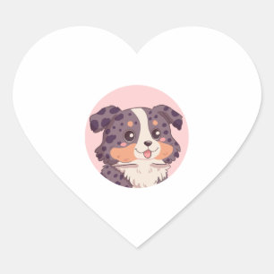 Cute cartoon australian shepherd dog kawaii illust heart sticker