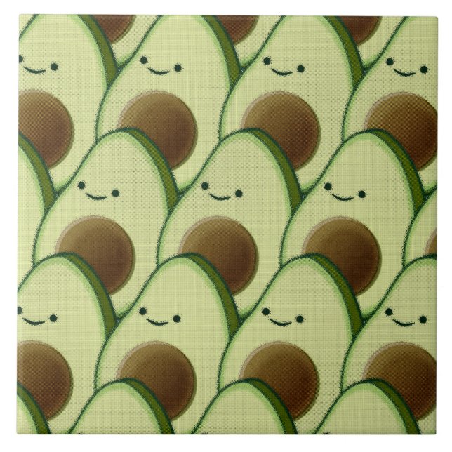 Cute Cartoon Avocado Decorative Individual  Ceramic Tile (Front)