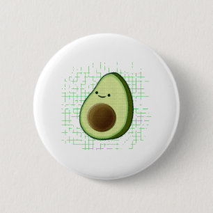 Cute Cartoon Avocado On Distressed Background 6 Cm Round Badge