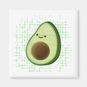 Cute Cartoon Avocado On Distressed Background Magnet