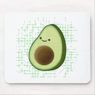 Cute Cartoon Avocado On Distressed Background Mouse Pad