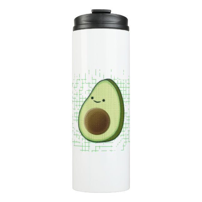 Cute Cartoon Avocado On Distressed Background Thermal Tumbler (Front)