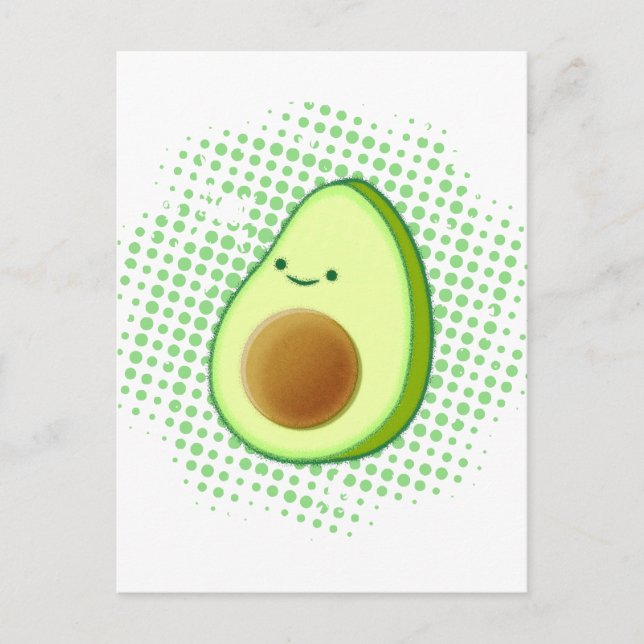 Cute Cartoon Avocado On Distressed Vortex Postcard (Front)