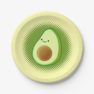 Cute Cartoon Avocado Paper Plate