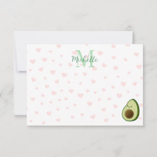 Cute Cartoon Avocado Personalised Monogram Card