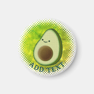 Cute Cartoon Avocado Watercolor Background Magnet
