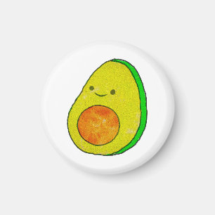 Cute Cartoon Avocado Watercolor Magnet