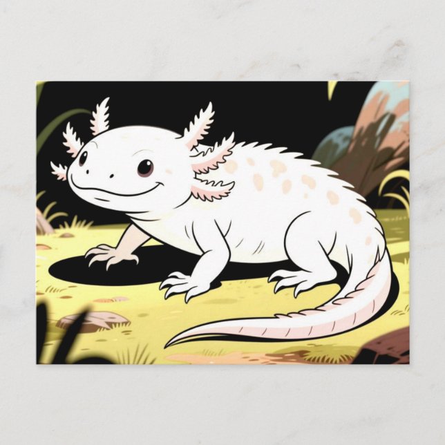 Cute Cartoon Axolotl  Postcard (Front)