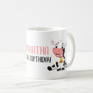 Cute Cartoon Baby Cow Happy Birthday  Coffee Mug