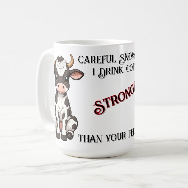 Cute Cartoon Baby Cow with Black And White Spots Coffee Mug (Front Left)