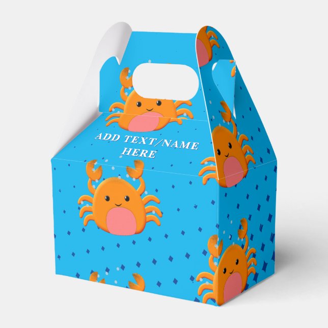 Cute Cartoon Baby Crab Blue Ocean Custom Name Favour Box (Front Side)