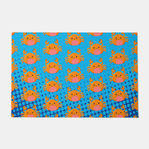 Cute Cartoon Baby Crab Blue Ocean Doormat