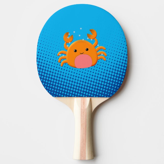 Cute Cartoon Baby Crab Blue Ocean Ping Pong Paddle (Front)