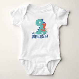 Cute Cartoon Baby Dinosaurs 1st Birthday Baby Body Bodysuit