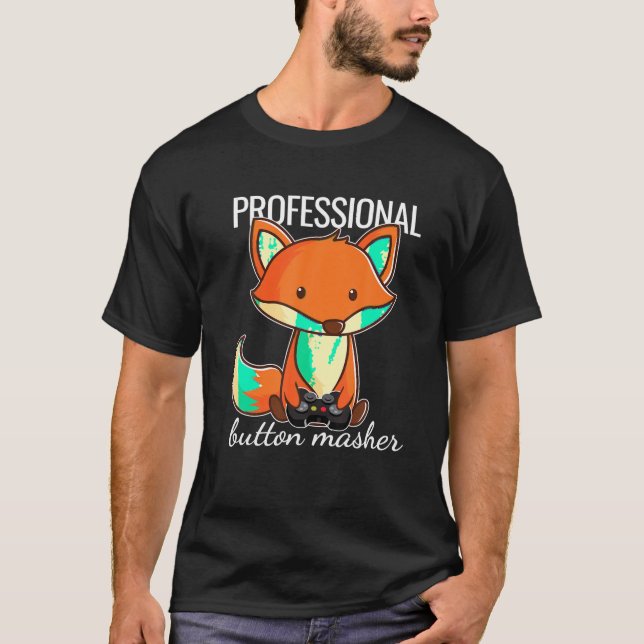 Cute Cartoon Baby Fox Professional Button Masher G T-Shirt (Front)