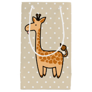 Cute Cartoon Baby Giraffe & Polka Dots Small Gift Bag