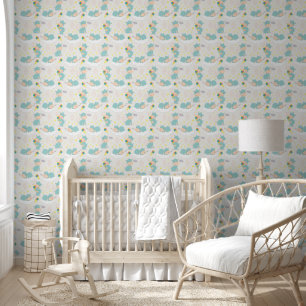 Cute Cartoon Baby Hippo Nursery Wallpaper