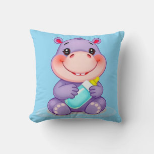 Cute Cartoon Baby Hippopotamus Cushion