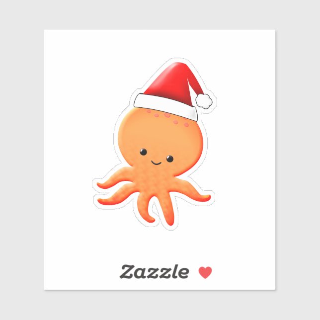 Cute Cartoon Baby Octopus Santas (Sheet)