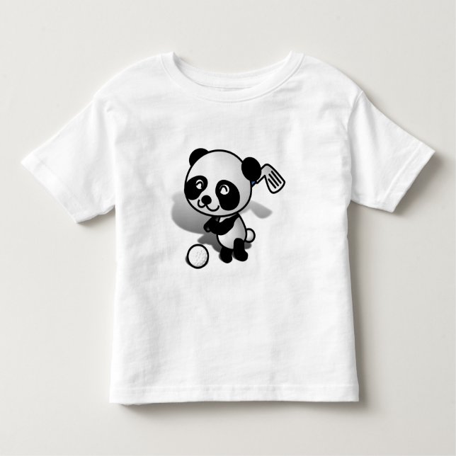 Cute Cartoon Baby Panda Bear Golfing Toddler T-Shirt (Front)