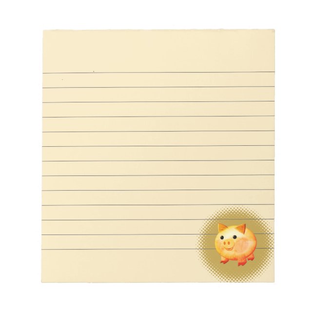Cute Cartoon Baby Pig Painting Lined Notepad (Front)