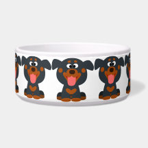 Cute Cartoon Baby Rottweiler Dog Bowl