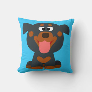 Cute Cartoon Baby Rottweiler Mojo Throw Pillow