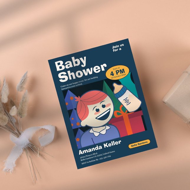 Cute Cartoon Baby Shower Invitation (Creator Uploaded)