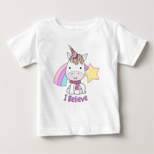 Cute Cartoon Baby Unicorn and Rainbow Baby T-Shirt