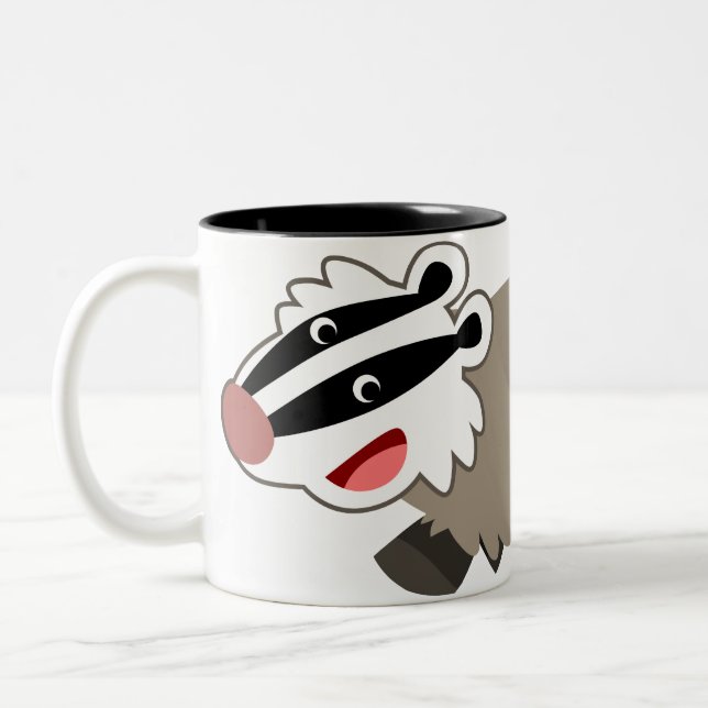 Cute Cartoon Badger Mug (Left)