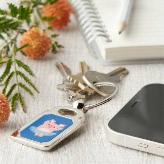 Cute Cartoon Ballerina Pig Metal Keychain