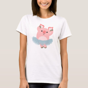 Cute Cartoon Ballerina Pig Women T-Shirt