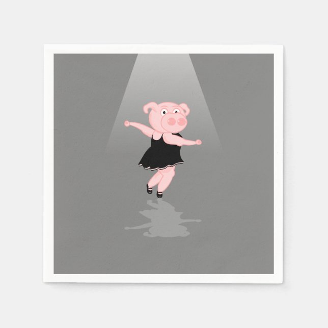 Cute Cartoon Ballet Dancing Pig Napkin (Front)