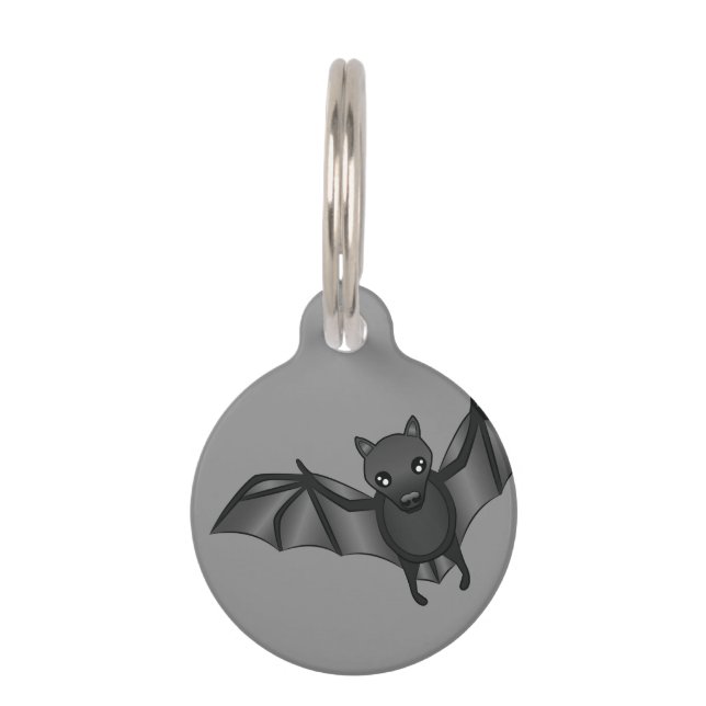 Cute Cartoon Bat Illustration & Pet's Info Pet Tag (Front)